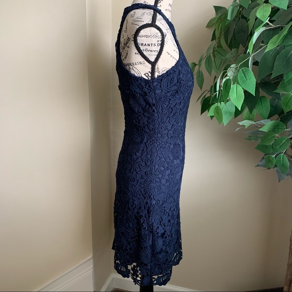 Lulus Love Poem Navy Blue Lace Mini Dress Sz S - Picture 5 of 13